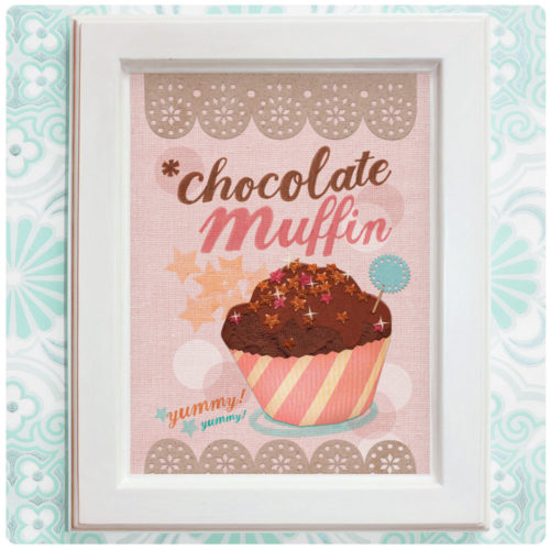 Art Print der Illustration "Chocolate Muffin" rosa